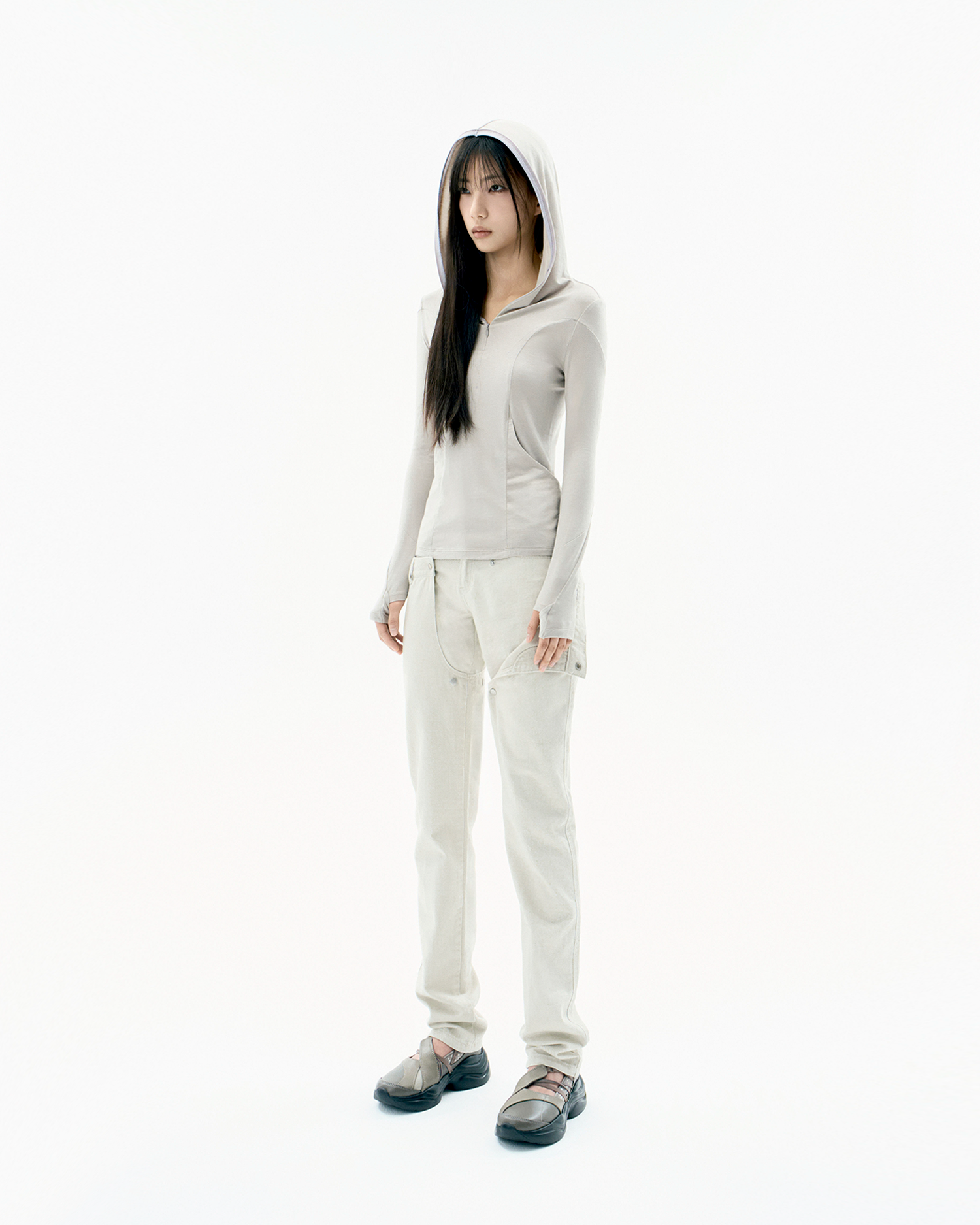 Half Full Zip Hoodie Beige – OJOS – London UK | YUGU