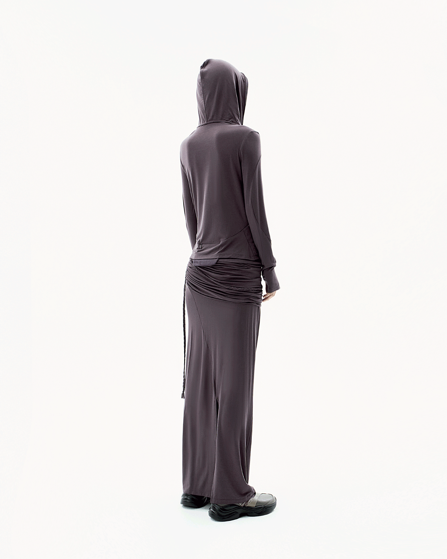 Layering Draped Maxi Skirt Charcoal – OJOS – London UK | YUGU