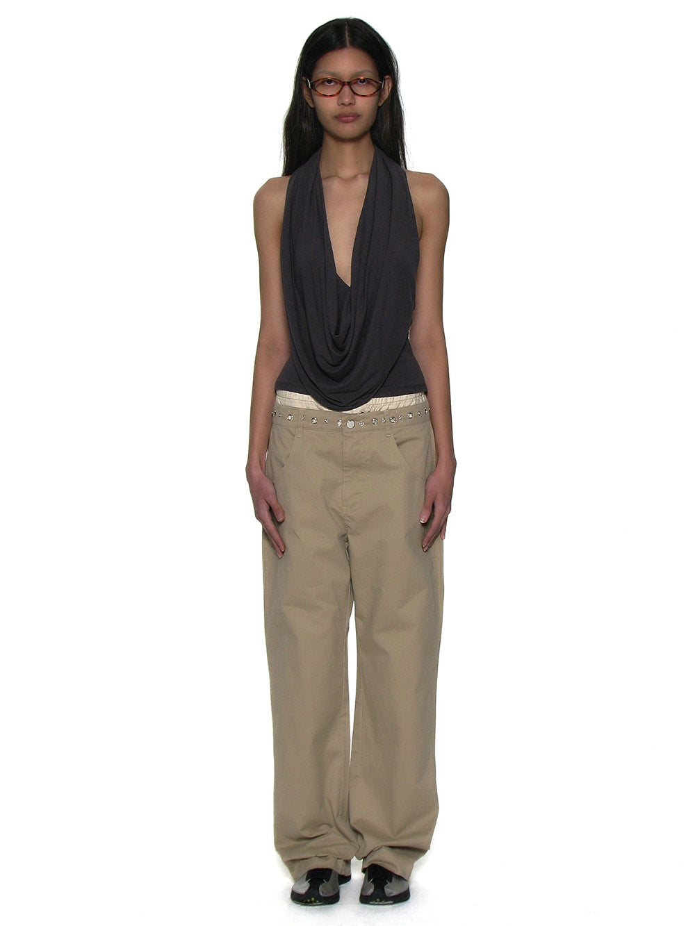 Metal Pointed Double Waist Trousers Beige – PARTIMENTO WOMEN – London UK | YUGU