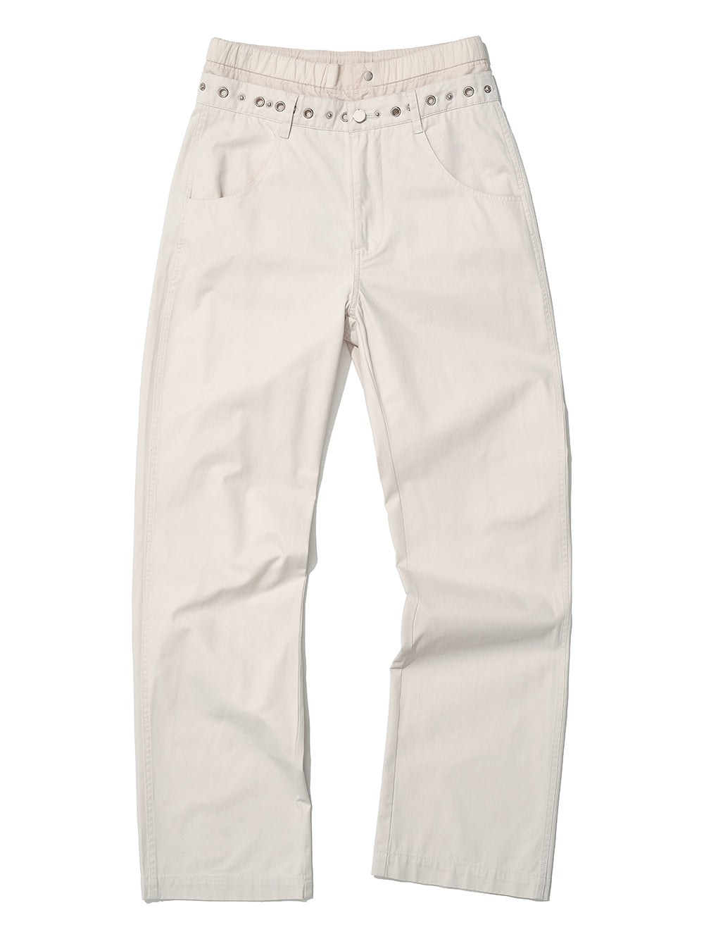 Metal Pointed Double Waist Trousers Ecru - PARTIMENTO WOMEN - now available in London at YUGU.