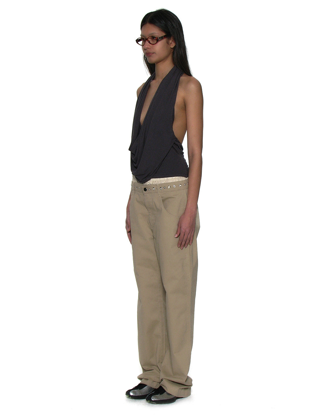 Metal Pointed Double Waist Trousers Beige – PARTIMENTO WOMEN – London UK | YUGU