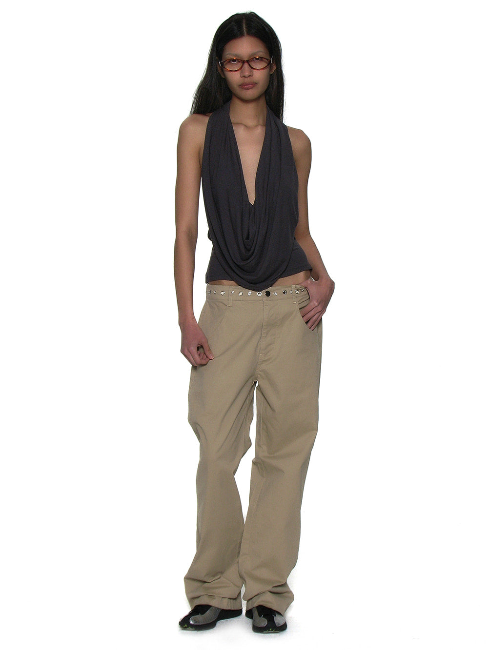 Metal Pointed Double Waist Trousers Beige – PARTIMENTO WOMEN – London UK | YUGU
