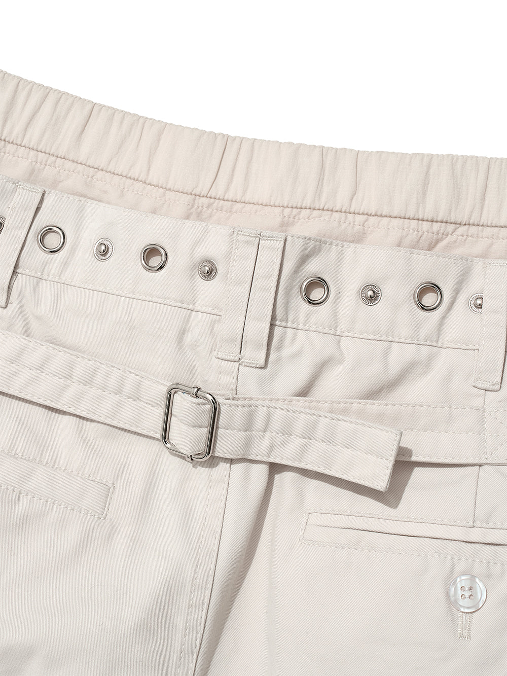 Metal Pointed Double Waist Trousers Ecru - PARTIMENTO WOMEN - now available in London at YUGU.
