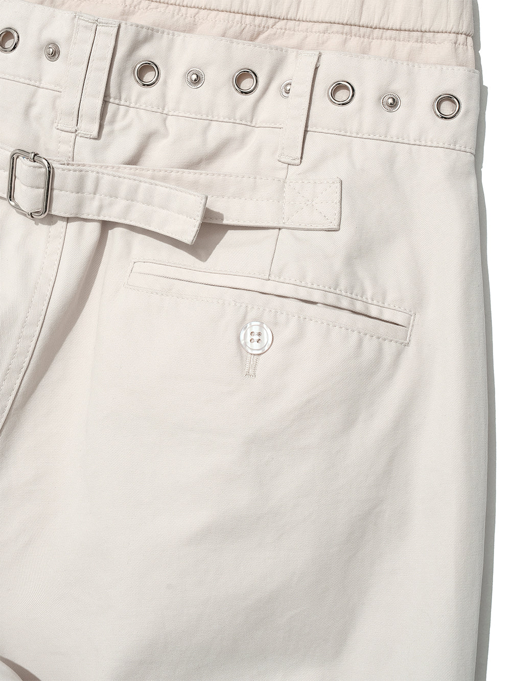 Metal Pointed Double Waist Trousers Ecru - PARTIMENTO WOMEN - now available in London at YUGU.