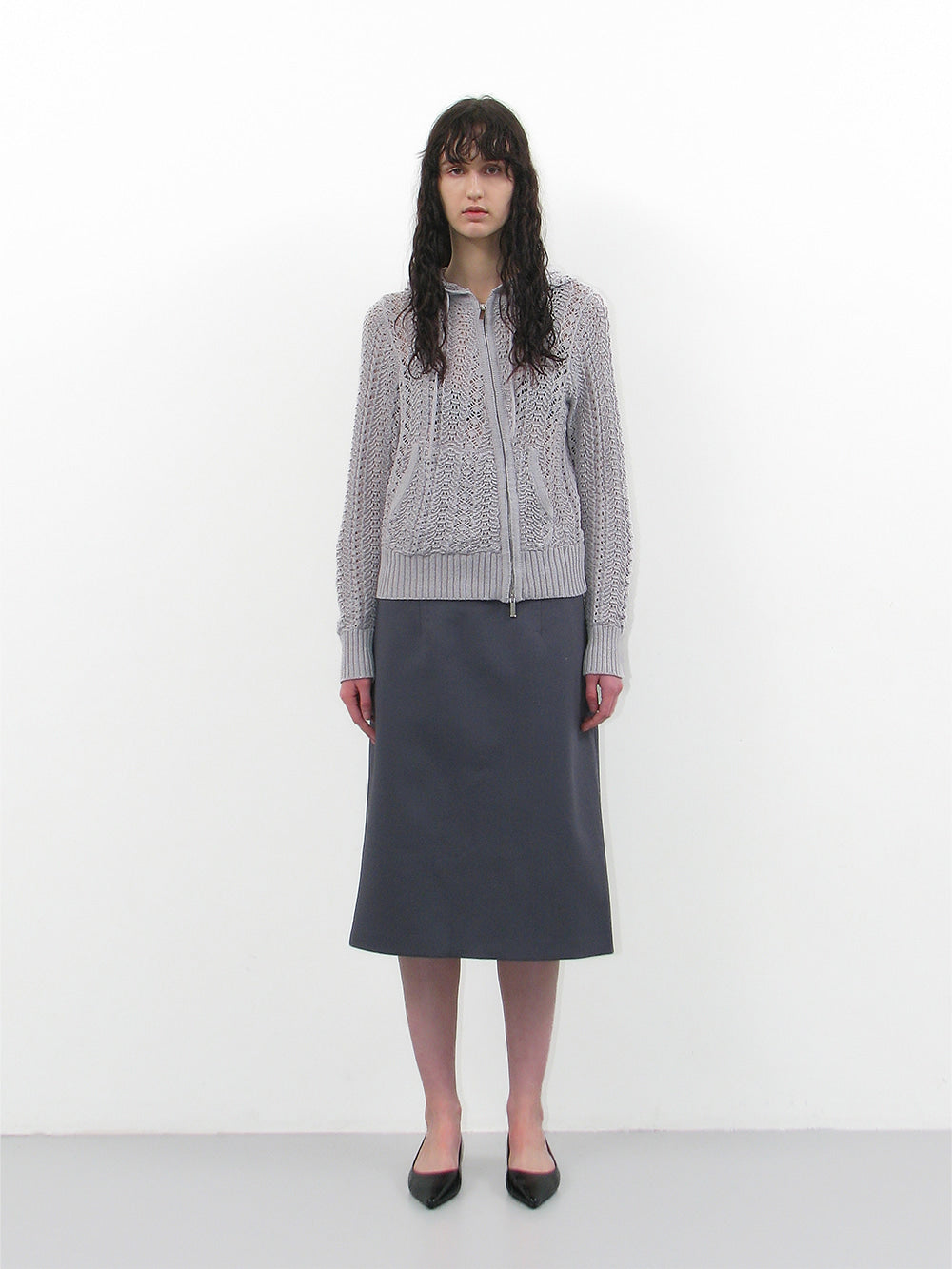 Openwork Asymmetric Zip Up Hoodie Knit Grey – PARTIMENTO WOMEN – London UK | YUGU