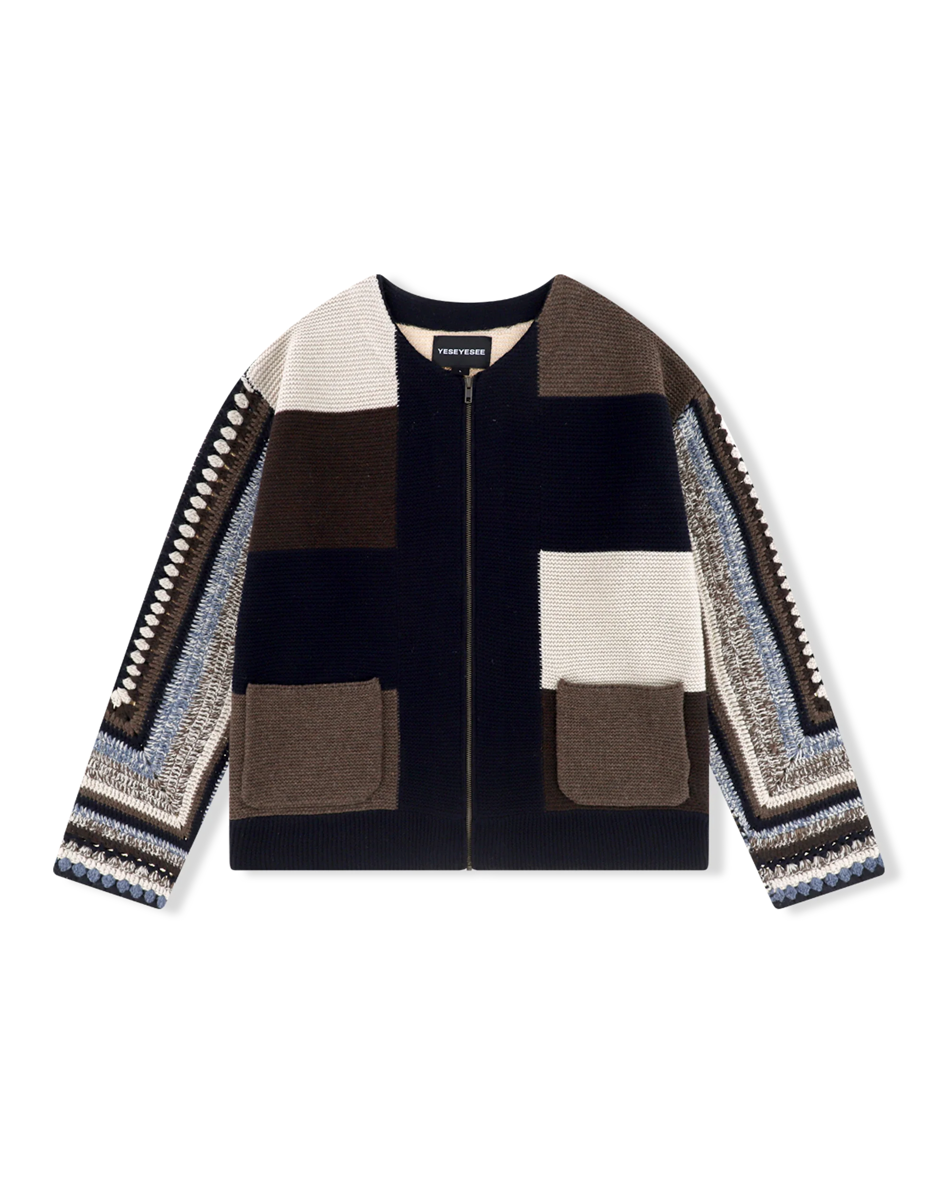 Colour Block Crochet Knit Zip Up – YES EYE SEE – London UK | YUGU