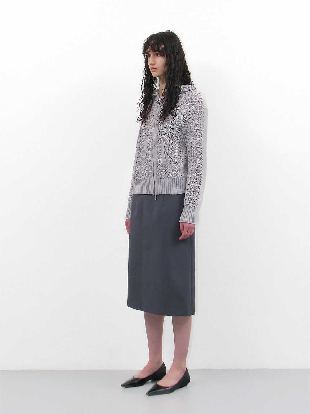 Openwork Asymmetric Zip Up Hoodie Knit Grey – PARTIMENTO WOMEN – London UK | YUGU