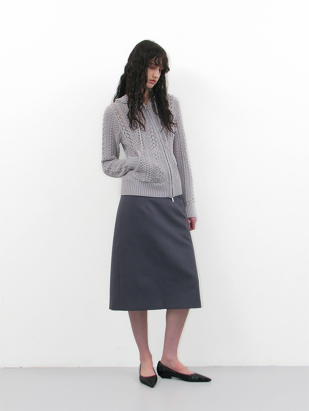 Openwork Asymmetric Zip Up Hoodie Knit Grey – PARTIMENTO WOMEN – London UK | YUGU