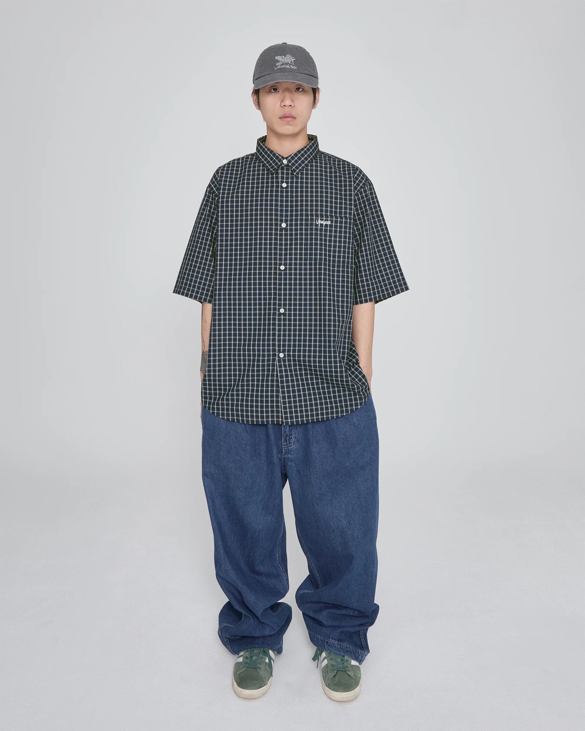 SN-Logo Short Sleeve Check Shirt Navy – YES EYE SEE – London UK | YUGU