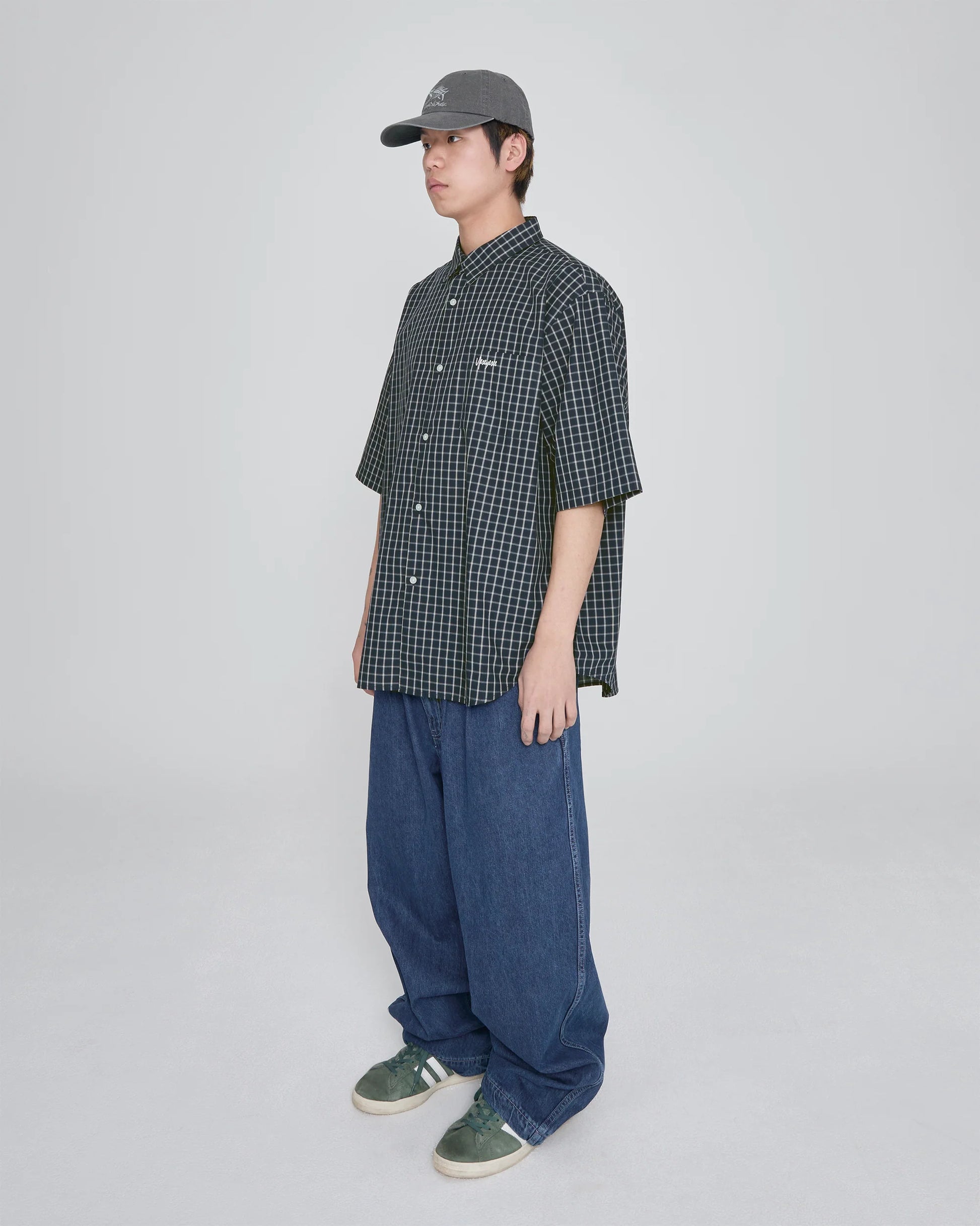 SN-Logo Short Sleeve Check Shirt Navy – YES EYE SEE – London UK | YUGU