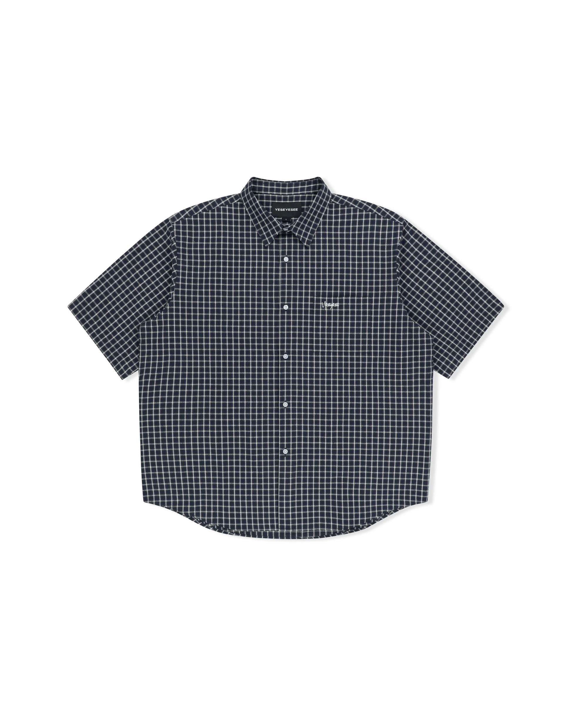 SN-Logo Short Sleeve Check Shirt Navy – YES EYE SEE – London UK | YUGU