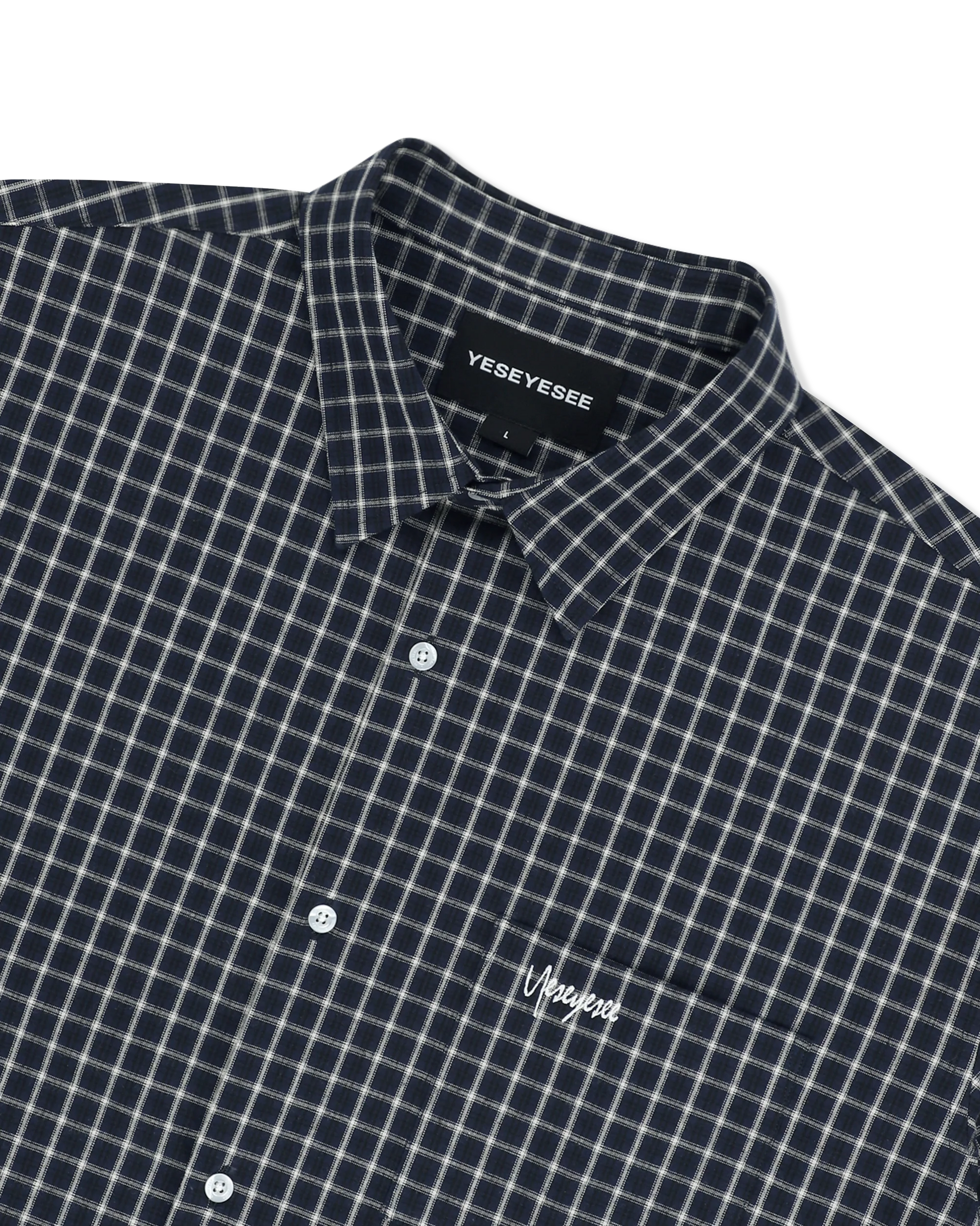 SN-Logo Short Sleeve Check Shirt Navy – YES EYE SEE – London UK | YUGU