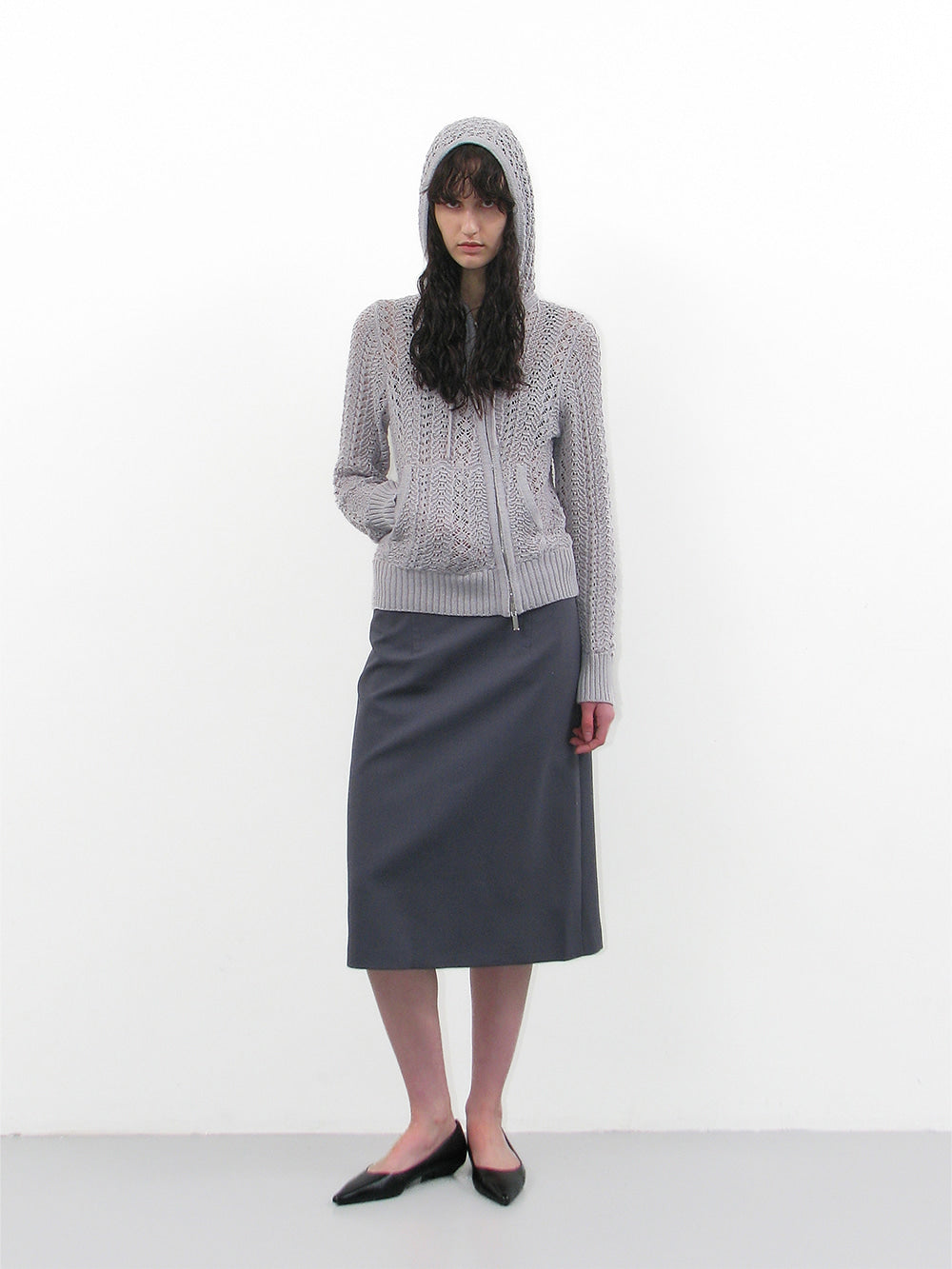 Openwork Asymmetric Zip Up Hoodie Knit Grey – PARTIMENTO WOMEN – London UK | YUGU