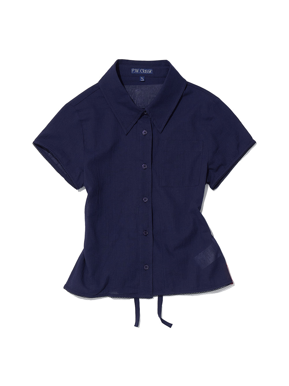 PWC Cotton Lace Trim Half Sleeve Shirt Navy – PARTIMENTO WOMEN – London UK | YUGU