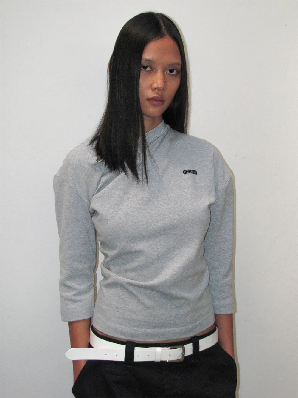 Twist 3/4 Sleeve Top [Light Grey] – PARTIMENTO WOMEN – London UK | YUGU