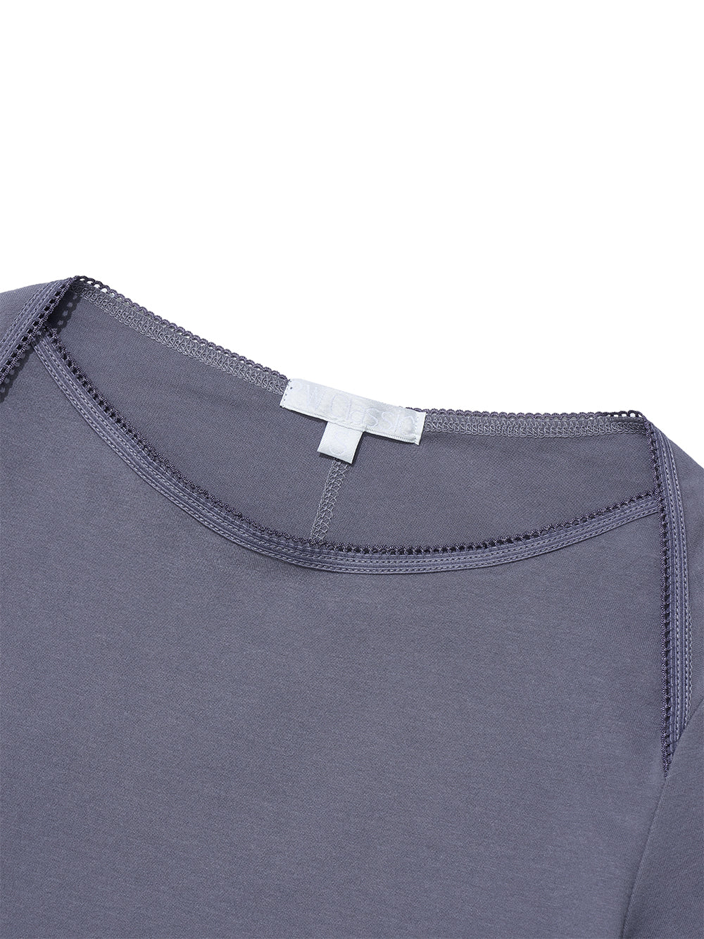 PWC Wrap Boat Neck Lace Trim Tee Purple Blue – PARTIMENTO WOMEN – London UK | YUGU
