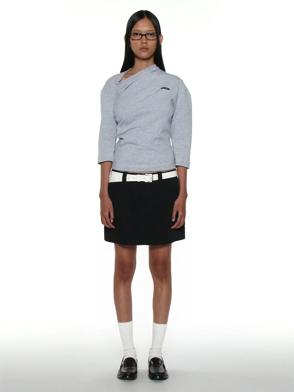 Twist 3/4 Sleeve Top [Light Grey] – PARTIMENTO WOMEN – London UK | YUGU