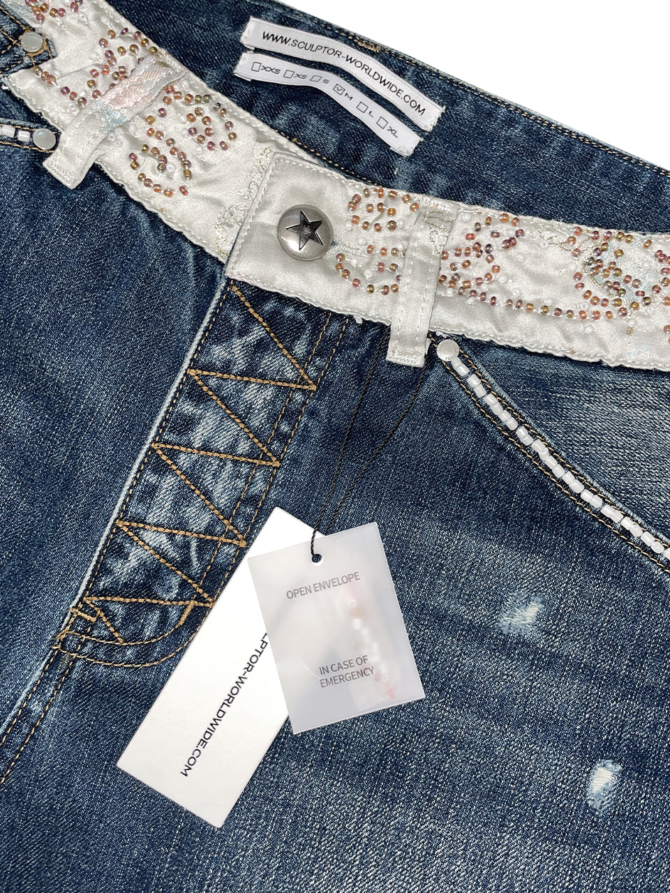 Beaded Waist Denim Pants – SCULPTOR – London UK | YUGU
