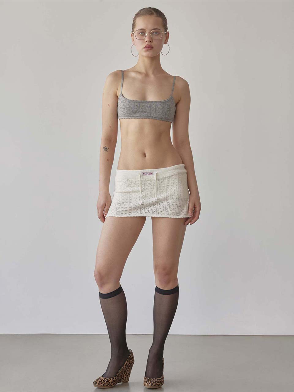 Eyelet Knit Skort Ivory - SCULPTOR - now available in London at YUGU.