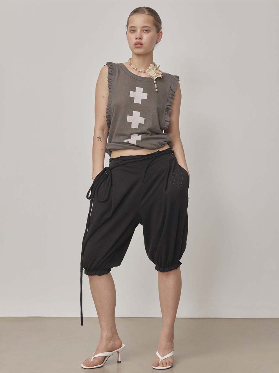 Pumpkin Half Sweatpants Black - SCULPTOR - now available in London at YUGU.
