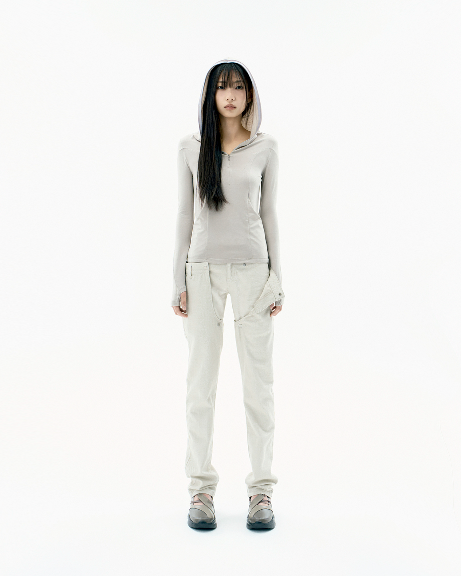 Half Full Zip Hoodie Beige – OJOS – London UK | YUGU