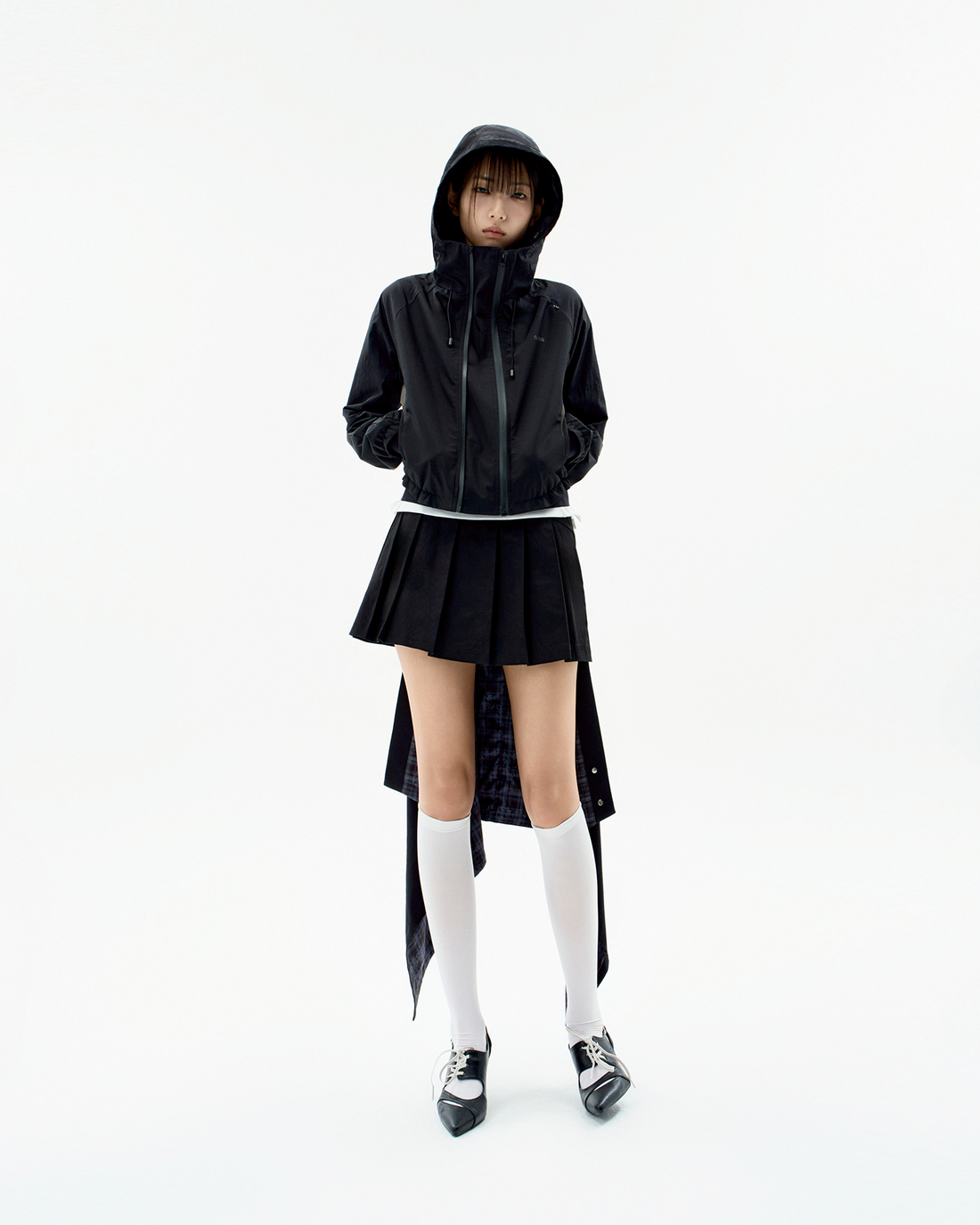 Paneled Crop Shell Jacket Black