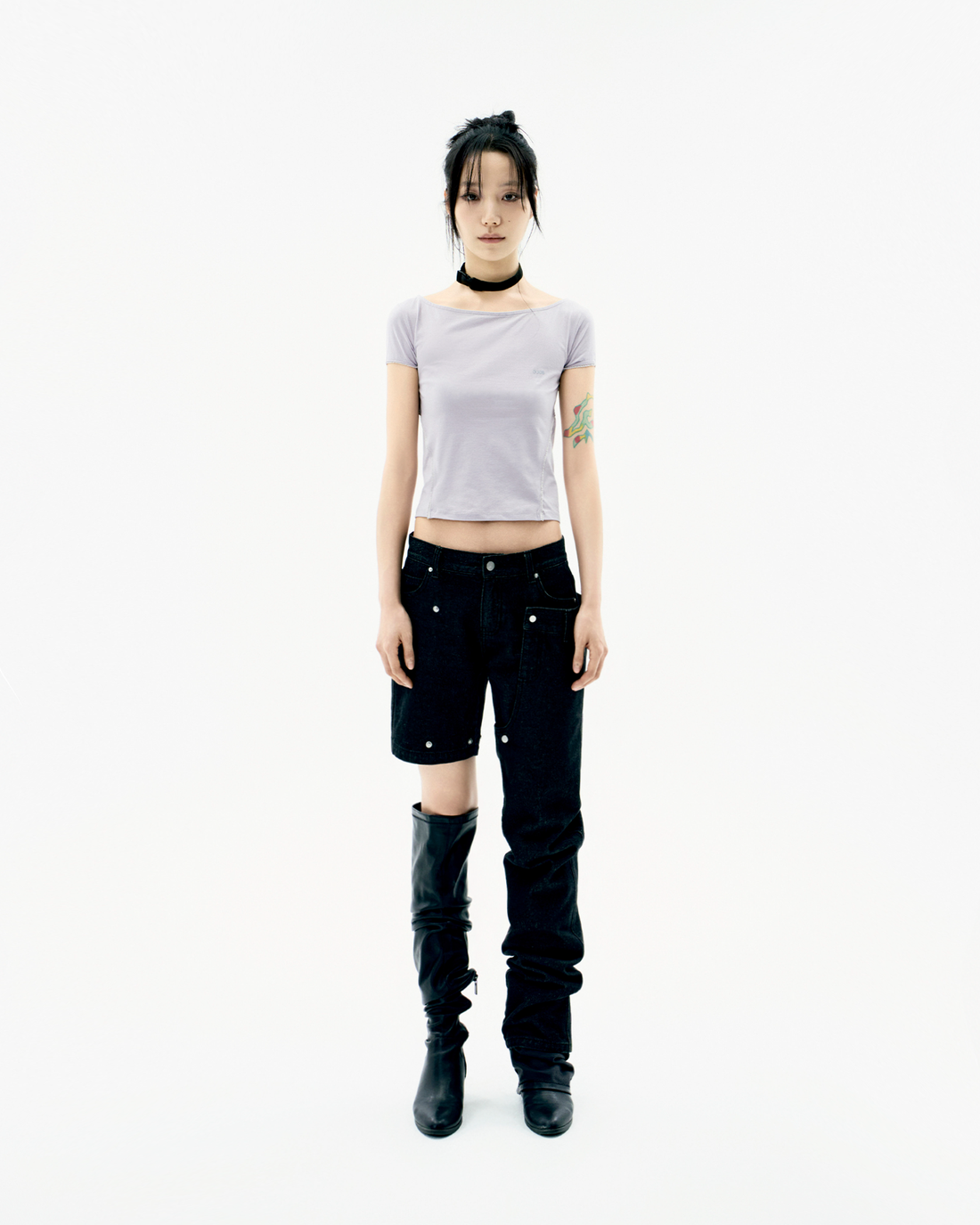 Detachable Button Denim Black