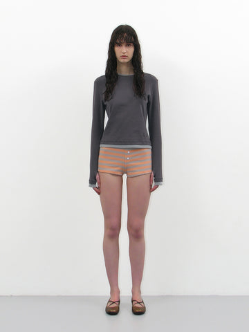 Pw Double Layered Long Sleeve Tee Charcoal