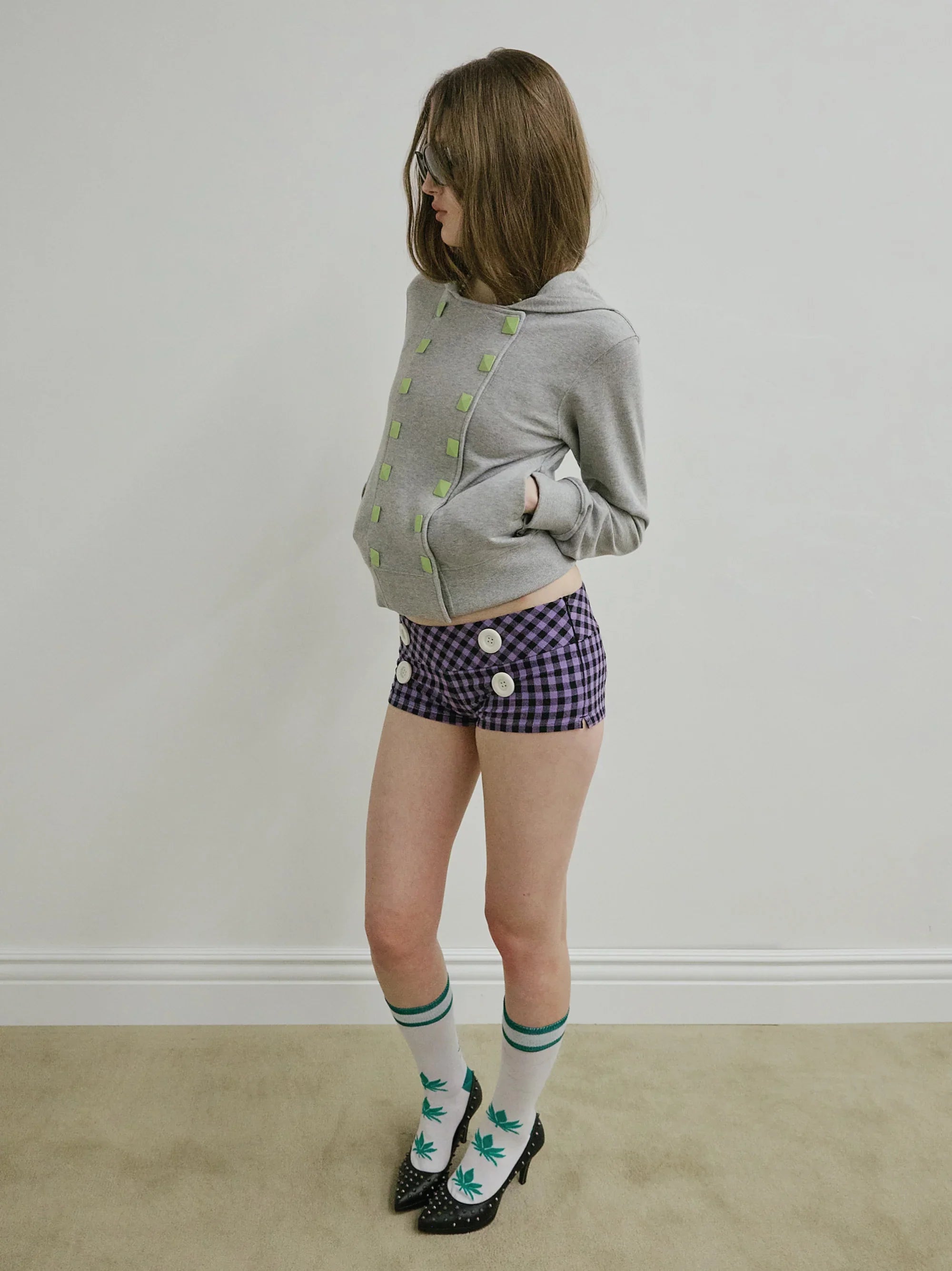 New Emo Gingham Micro Shorts [Purple]