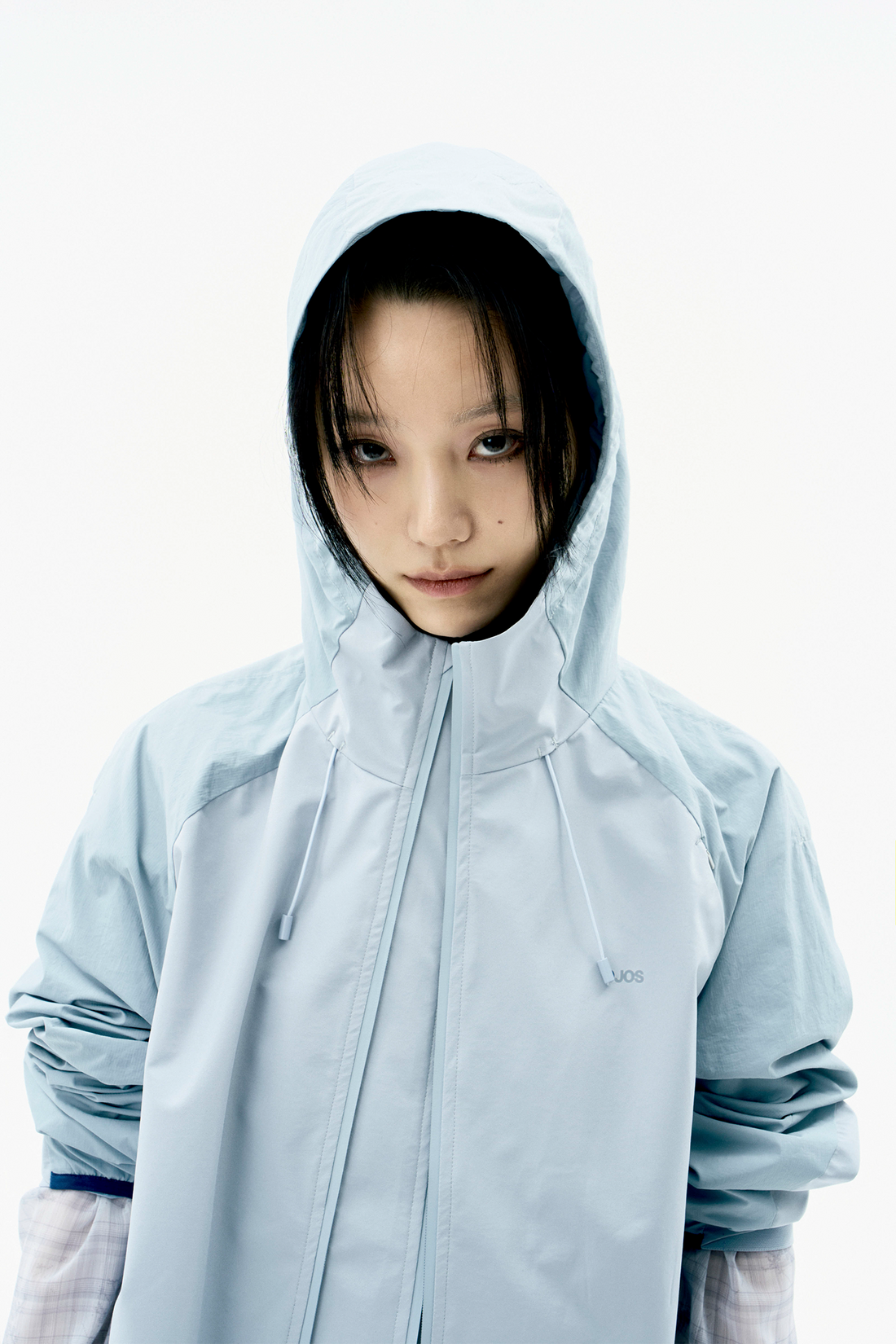 Paneled Crop Shell Jacket Stone Blue