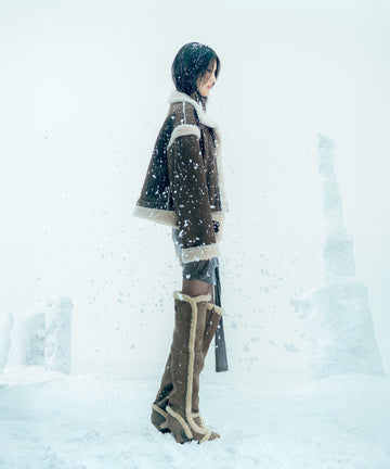 Asym Shearling Wedge Boots Brown – OJOS – London UK | YUGU