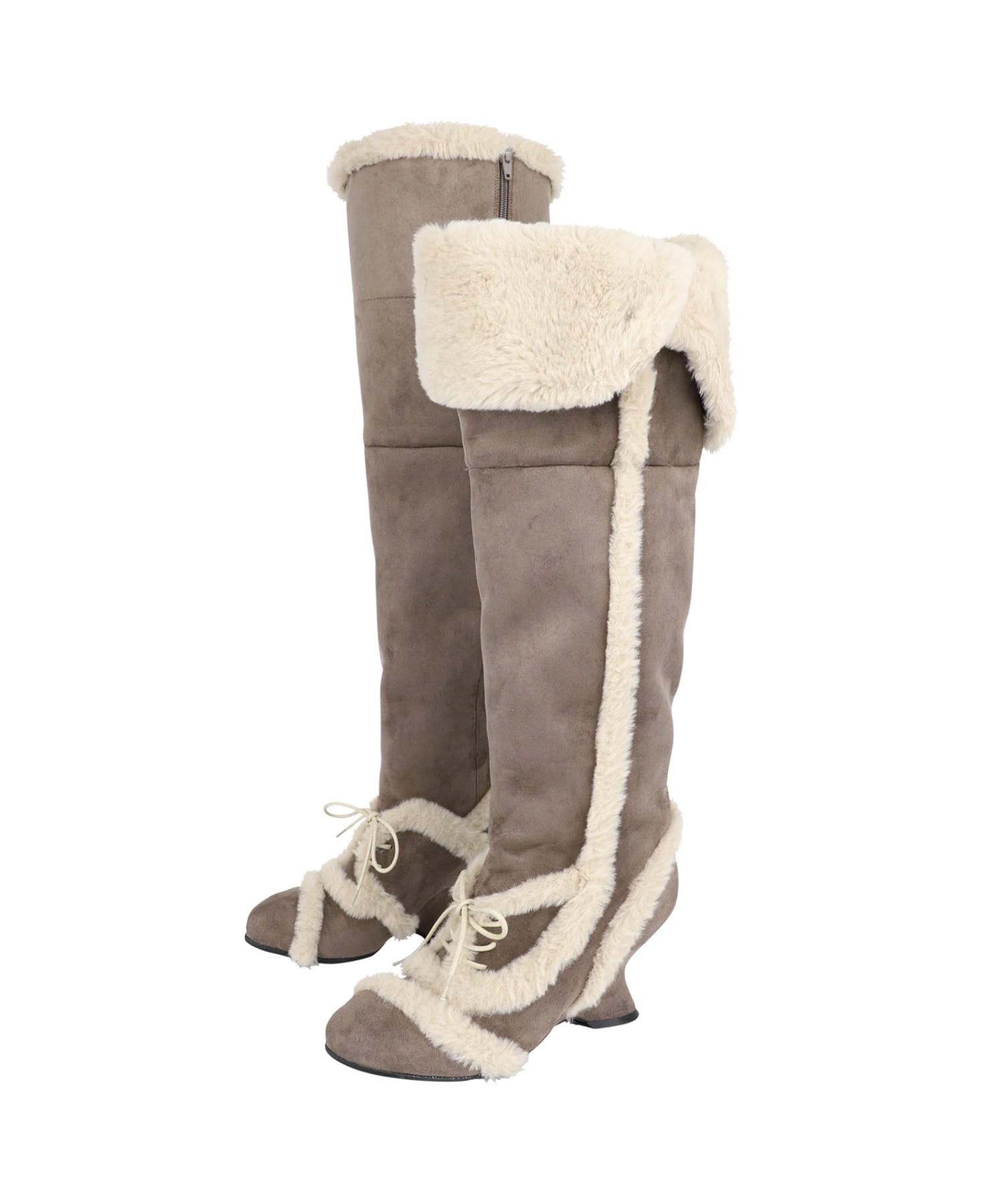 Asym Shearling Wedge Boots Brown – OJOS – London UK | YUGU