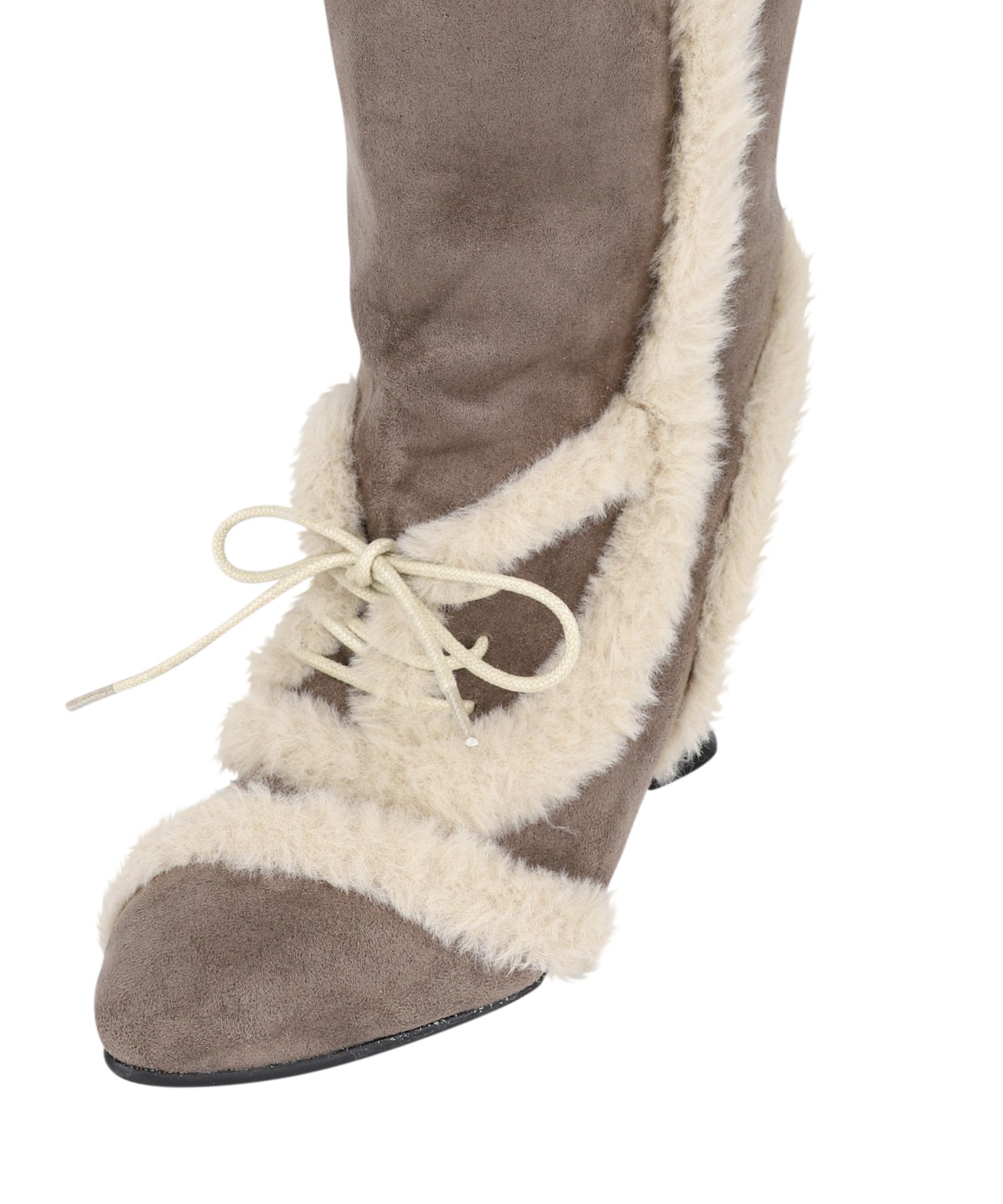 Asym Shearling Wedge Boots Brown – OJOS – London UK | YUGU