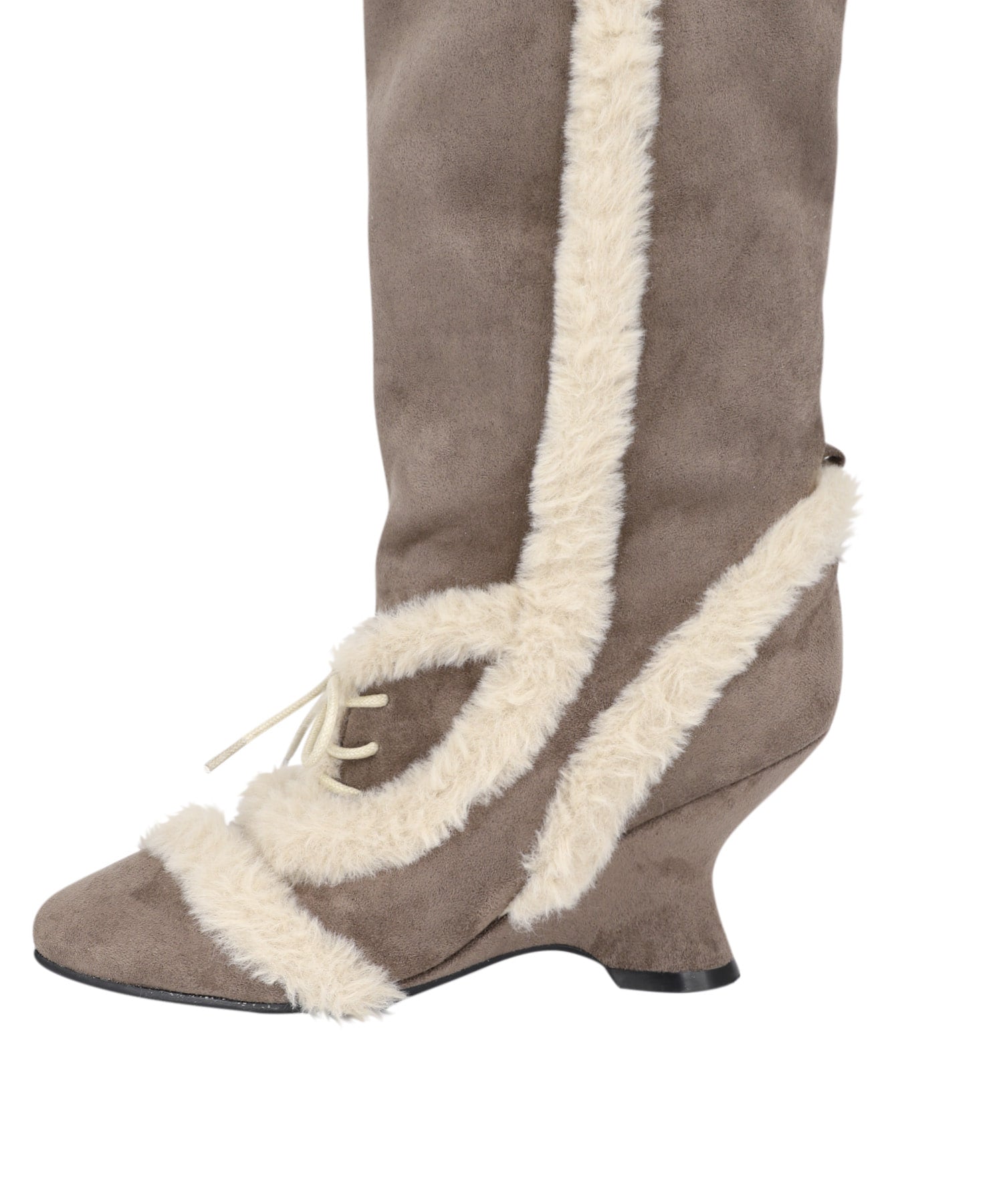 Asym Shearling Wedge Boots Brown – OJOS – London UK | YUGU