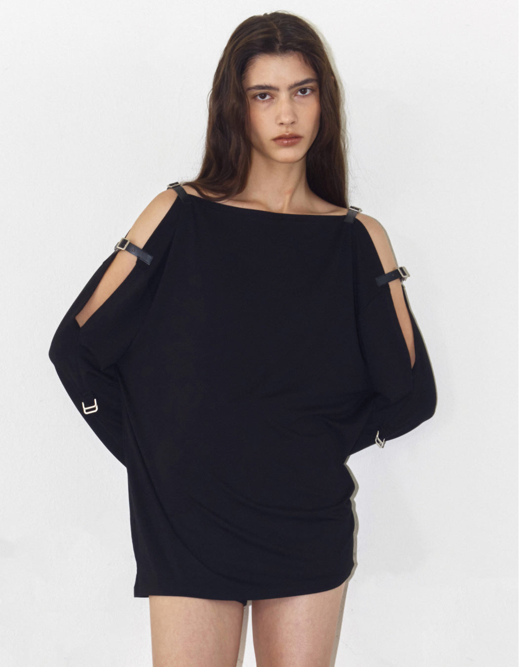 Buckle Off-Shoulder Jersey Top