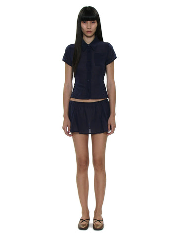 PWC Cotton Lace Trim Half Sleeve Shirt Navy – PARTIMENTO WOMEN – London UK | YUGU