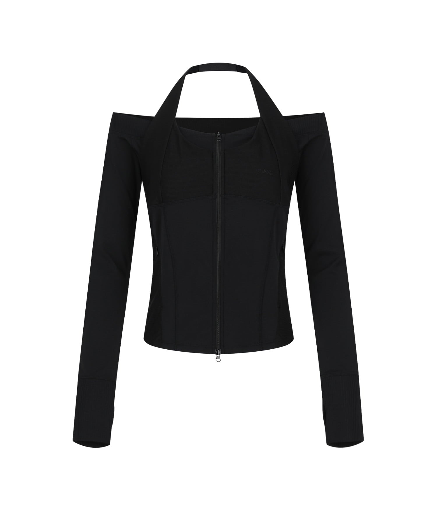 Off Shoulder Halter Zip up [Black] – OJOS – London UK | YUGU