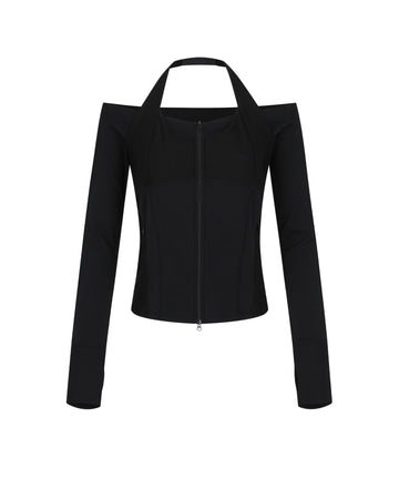 Off Shoulder Halter Zip up [Black] – OJOS – London UK | YUGU